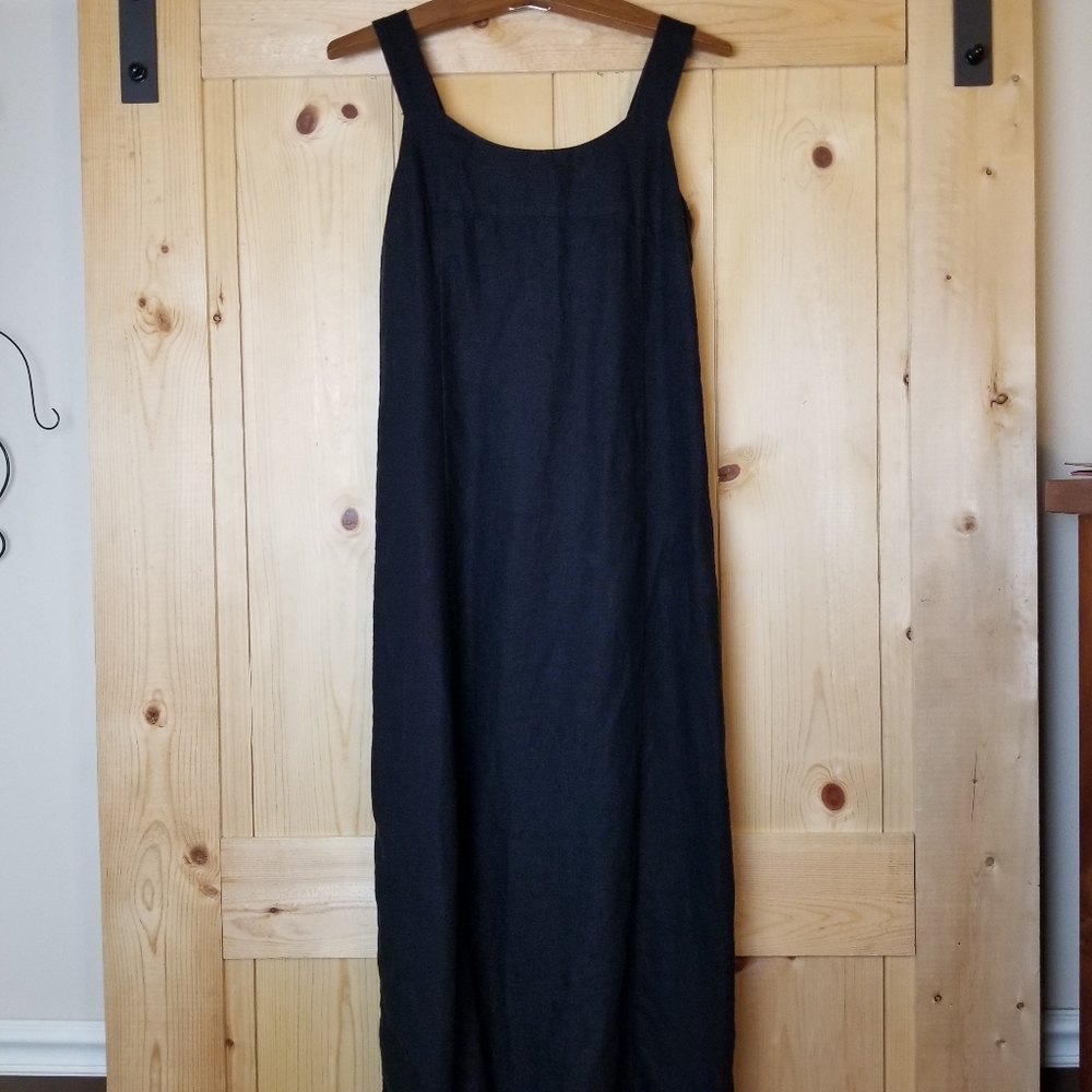 J. Jill 100% Linen Lagenlook Sleeveless Tie Back Maxi Dress